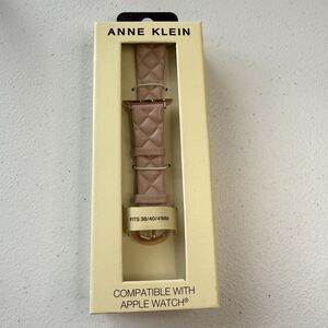 Anne Klein Quilted Pink Genuine Leather Apple Watch Strap Band Fits 38/40/41mm